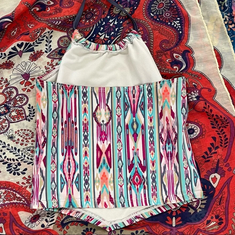 Art Class Tribal halter bikini 2 piece bathing suit size Large 10/12